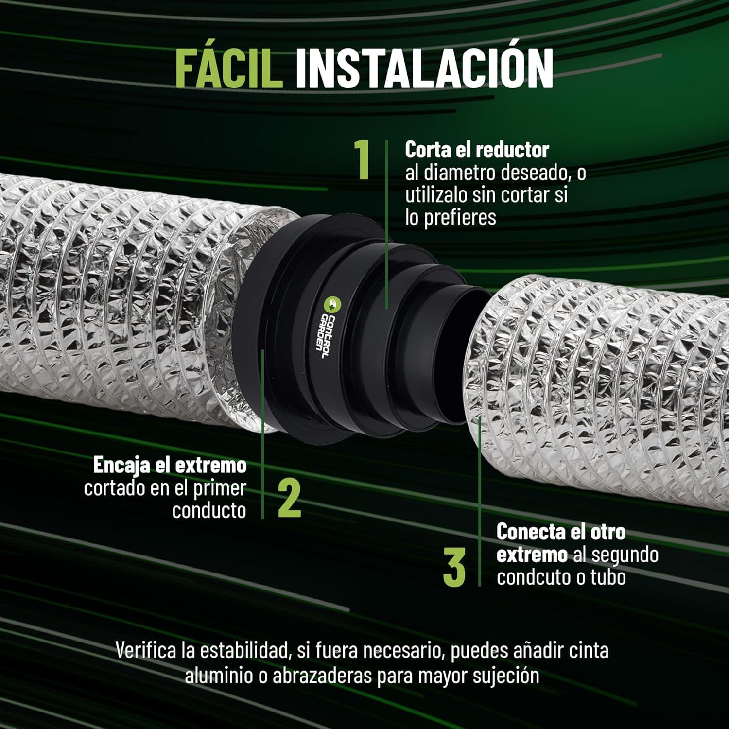 Reductor negro universal para sistemas de ventilación de Control Garden · foto 3