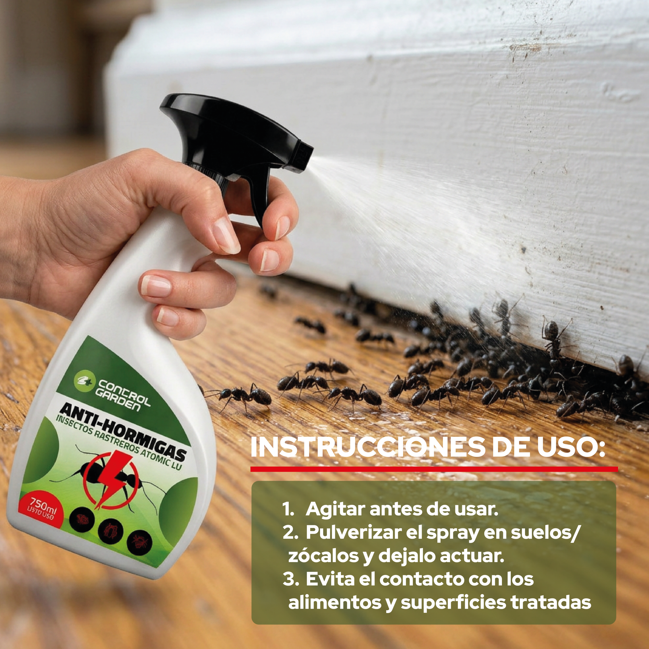 Insecticida Anti Hormigas Spray 750 ml de Control Garden para eliminar hormigas · foto 5