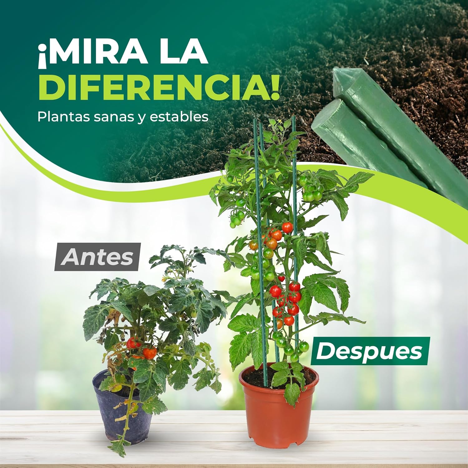 Pack de 30 tutores de acero recubiertos de PVC de 90 cm para jardinería · foto 3