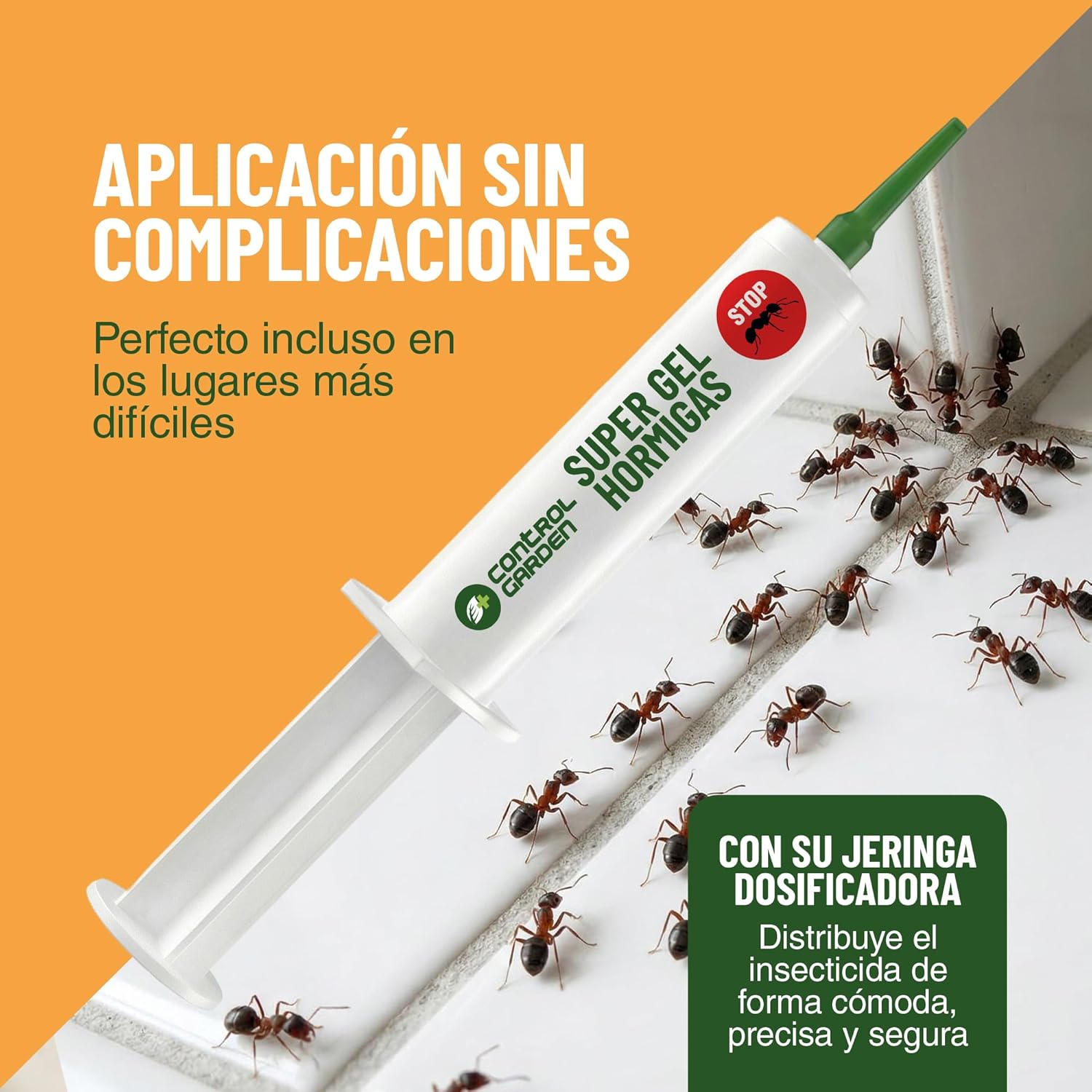 Pack de 3 jeringas de gel antihormigas Control Garden para eliminar hormigas en casa y jardín · foto 5