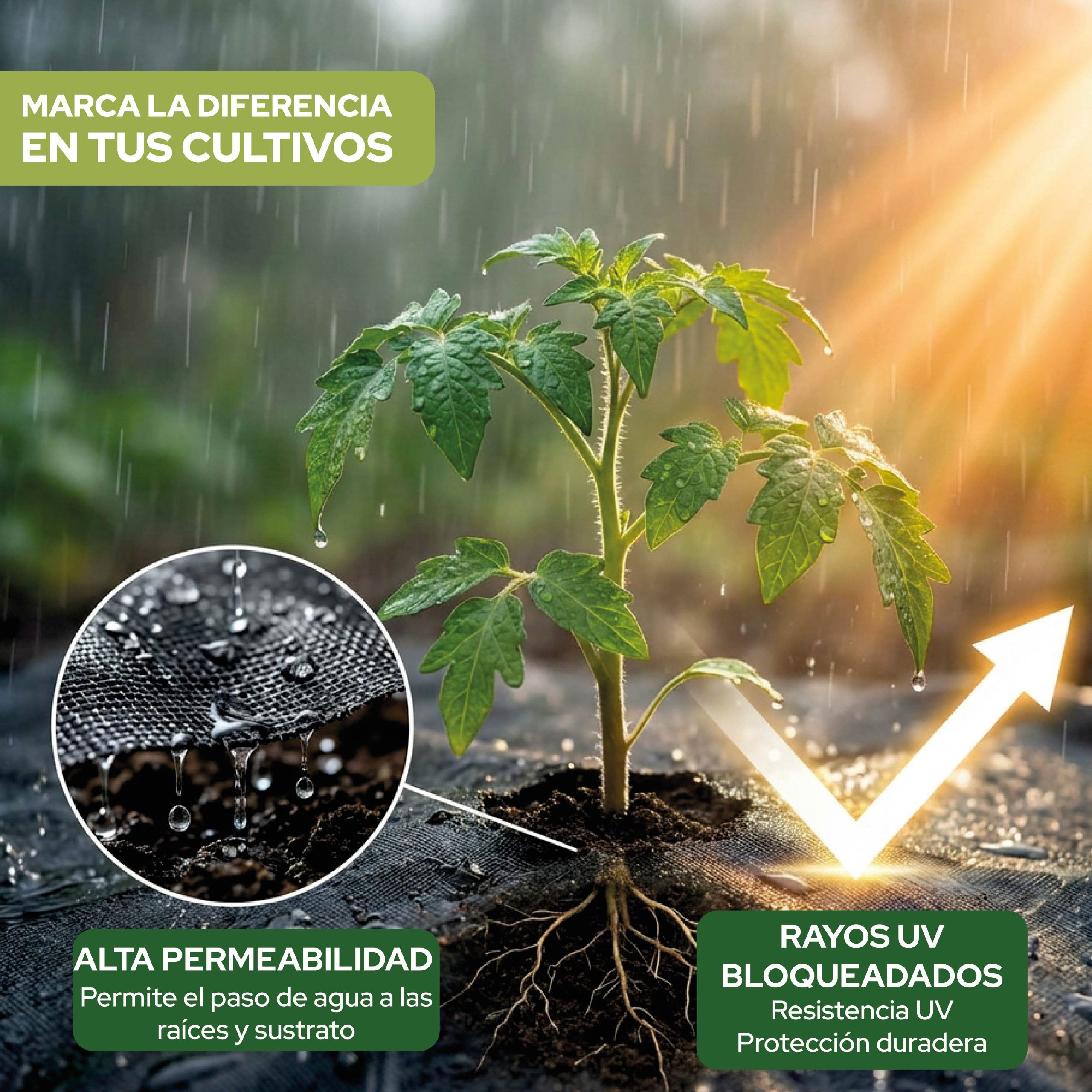 Malla Antihierbas 1 x 100 m de Control Garden para jardinería y agricultura · foto 2