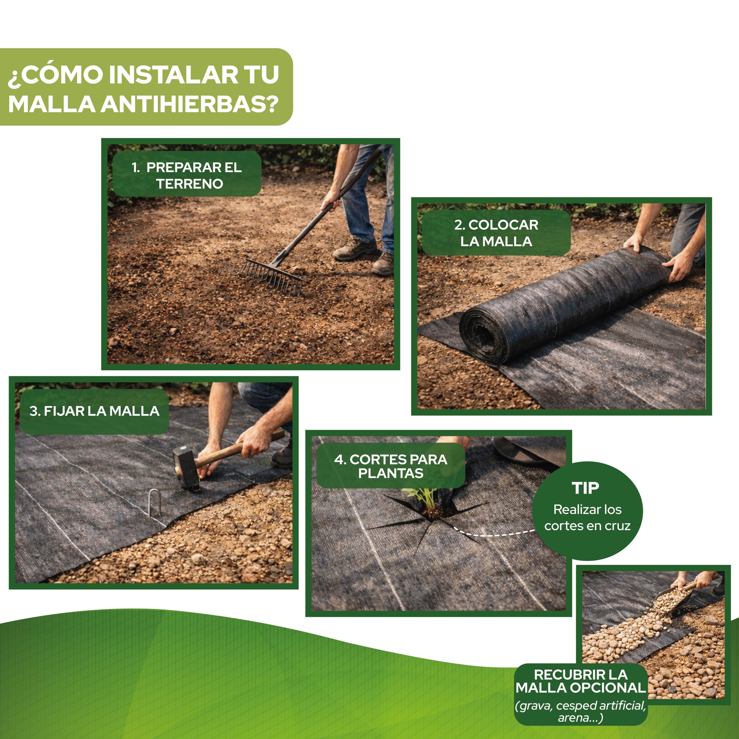 Malla Antihierbas Control Garden de 1 x 50 m para cultivos y jardinería · foto 7