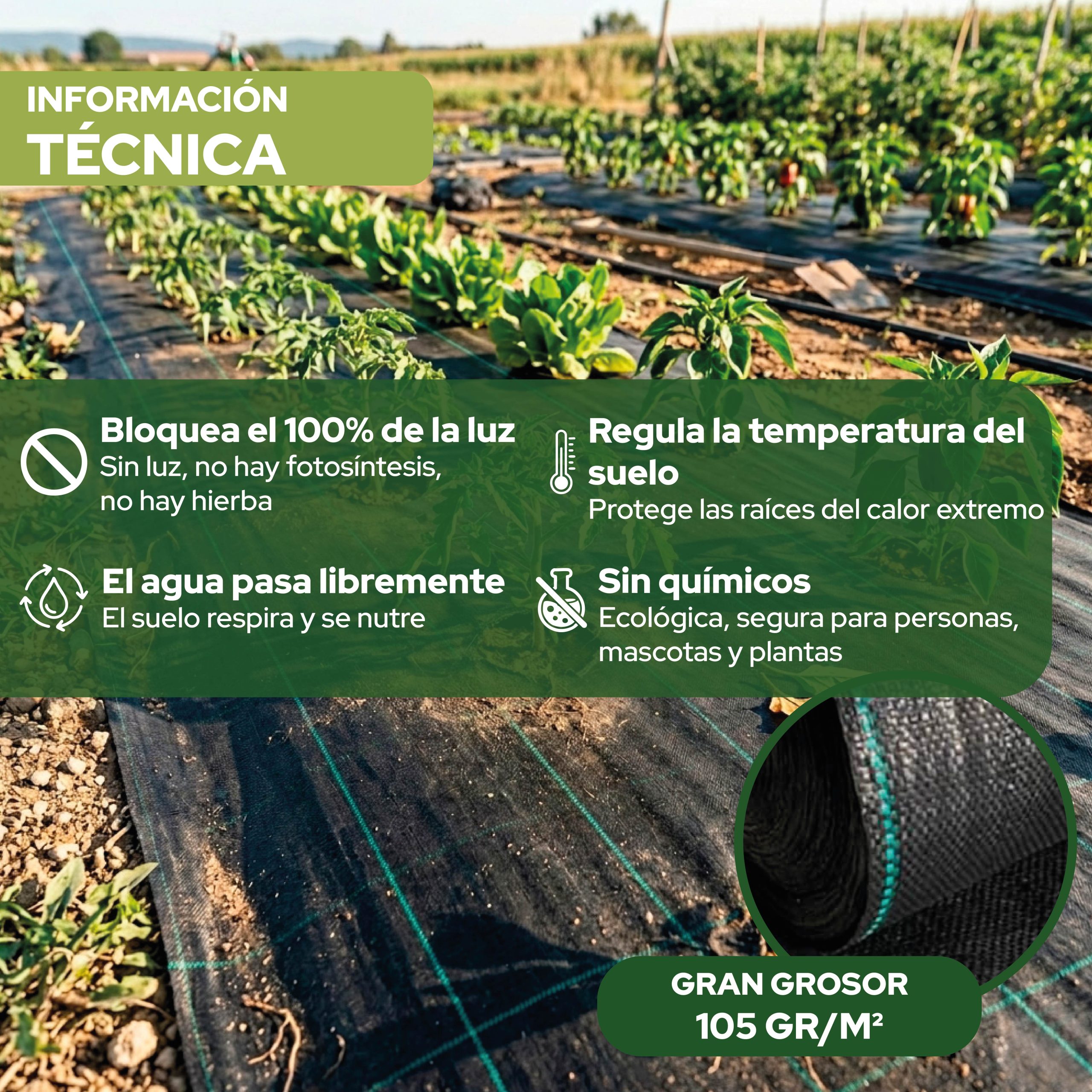 Malla antihierbas Control Garden de 3 x 10 metros para jardinería · foto 4