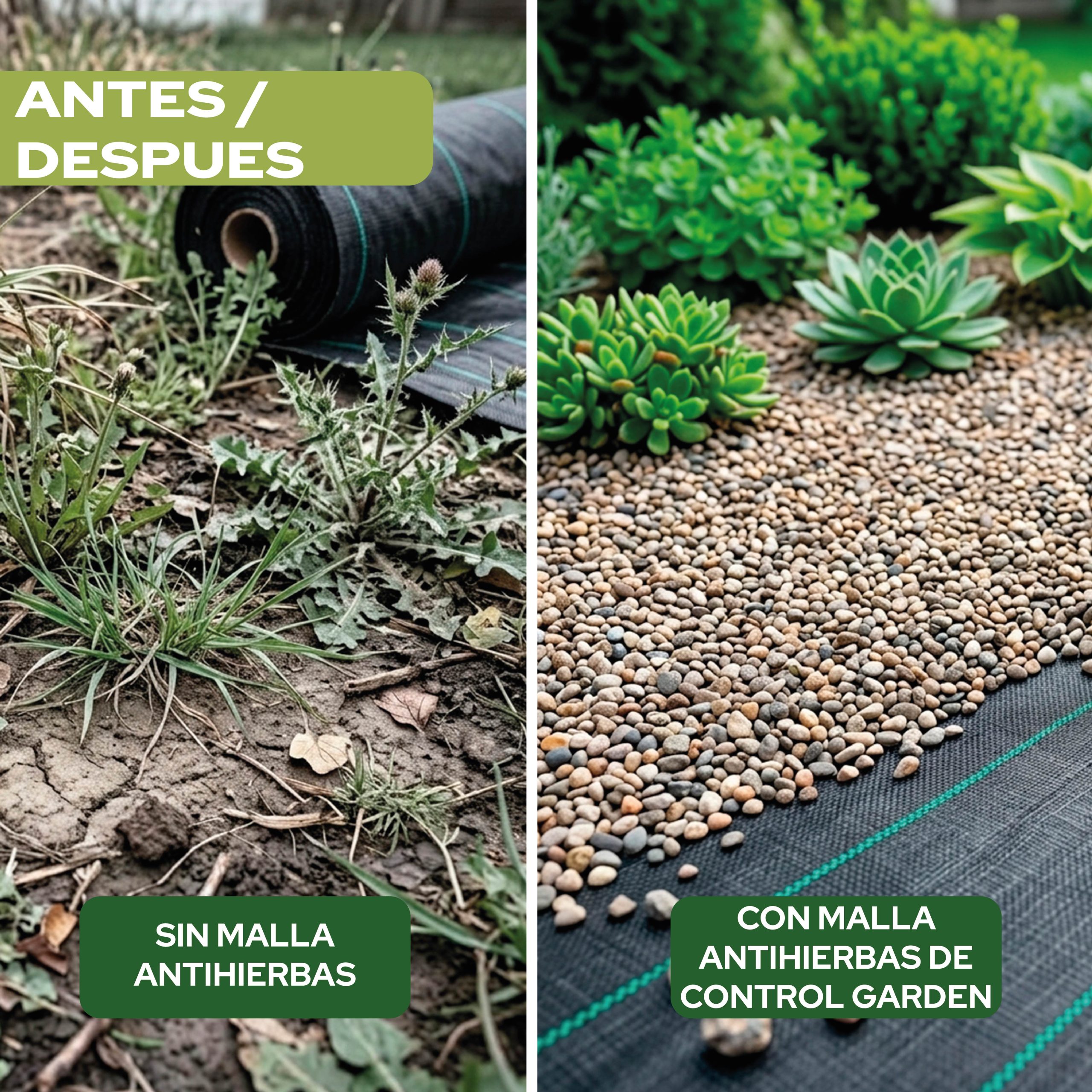 Malla Antihierbas Control Garden 1 x 10 m 105 gr/m² para jardinería ecológica · foto 5