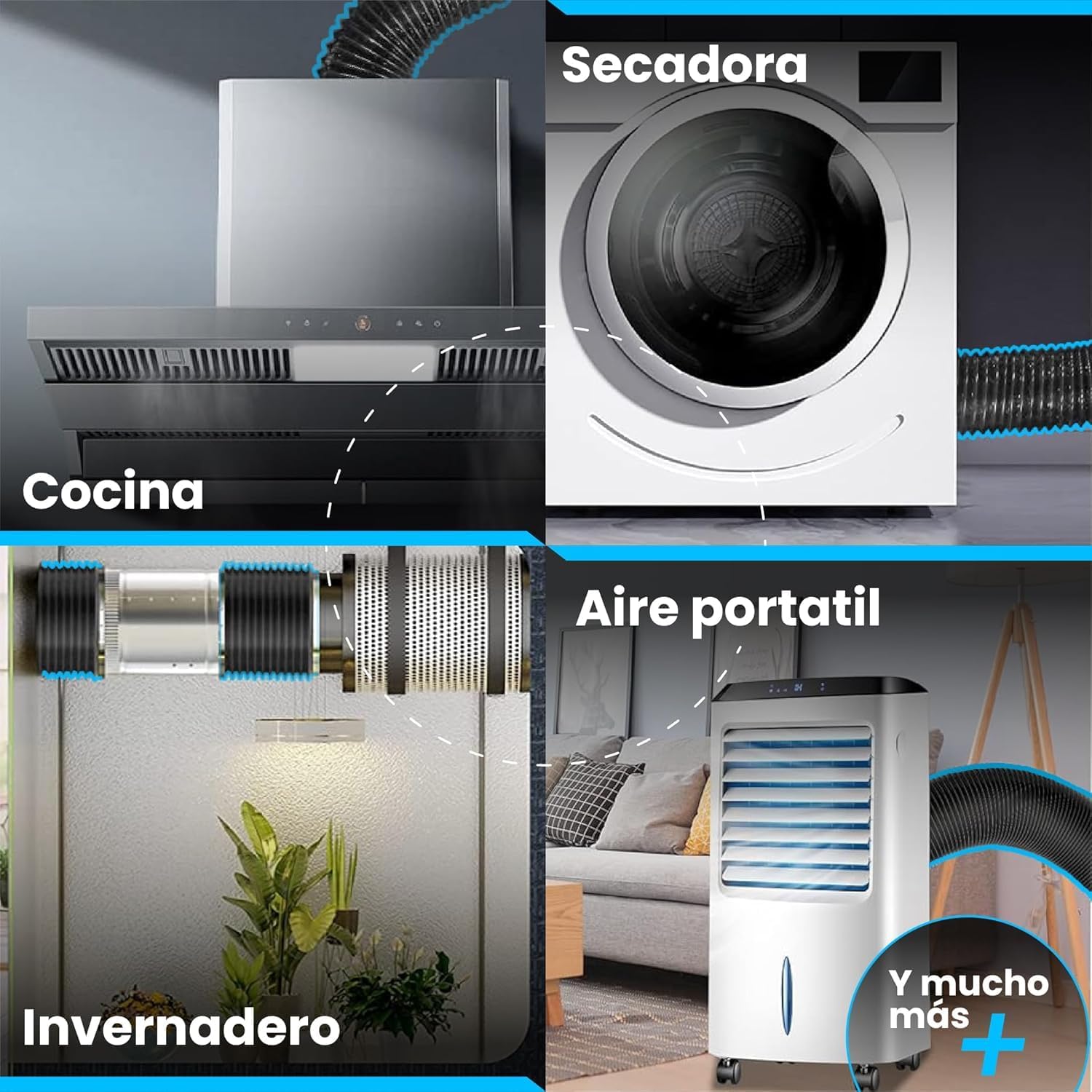 Tubo flexible de aluminio negro de 254 mm y 10 m para ventilación · foto 5