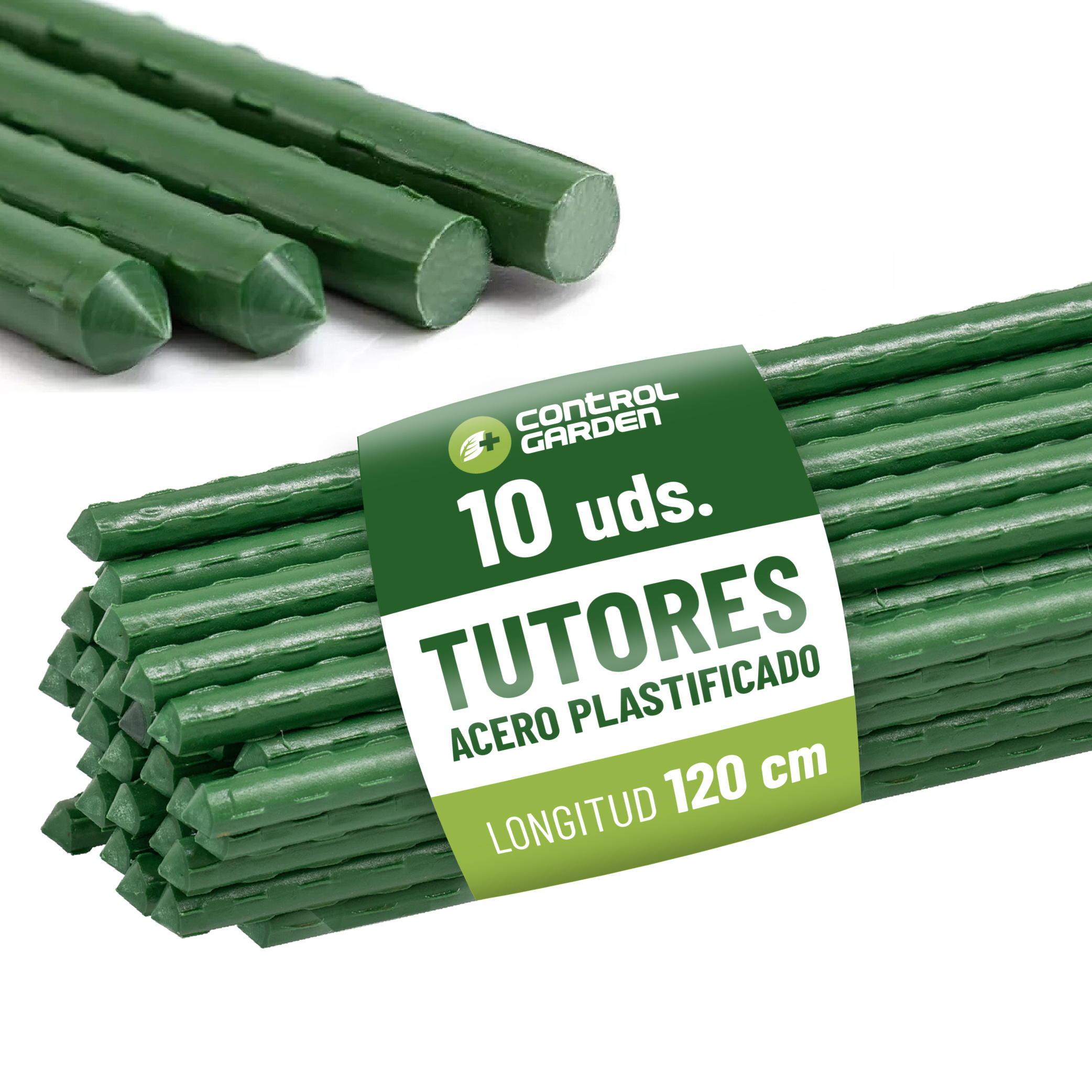 Tuteurs en acier recouverts de PVC 120 cm · Pack de 10