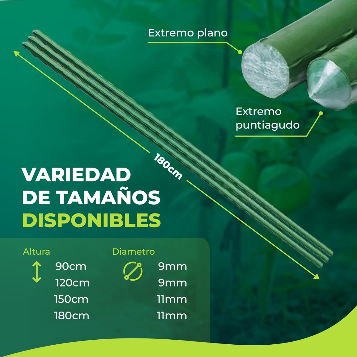 Tutores de acero recubiertos de PVC de 120 cm en pack de 30 unidades · foto 5